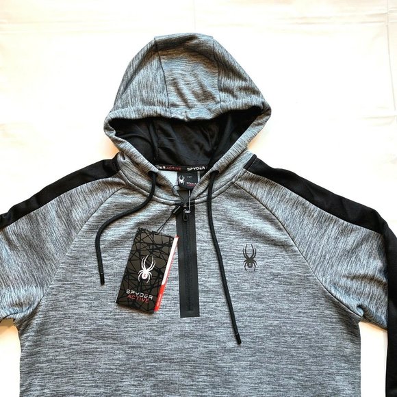 NWT Spyder Active Hoodie Sweatshirt Pullover Mens Small ProWEB Zip Fleece Lined - Picture 4 of 12